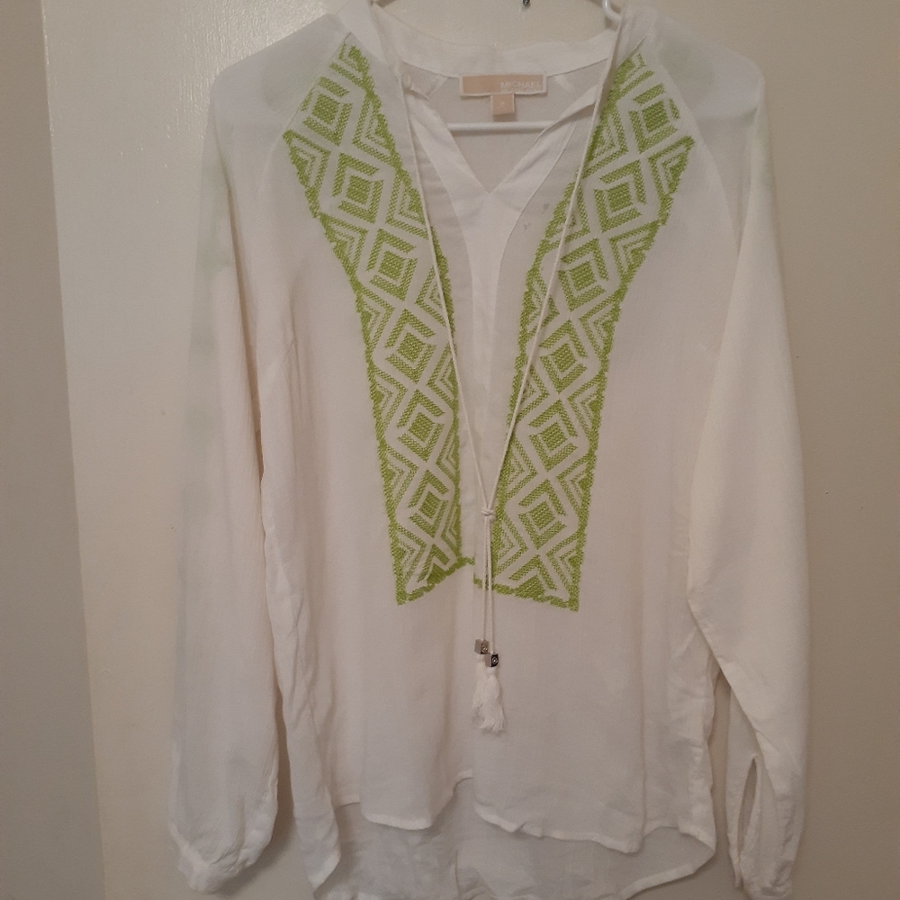 Micheal Kors Soft White Tribal Patterned over shir